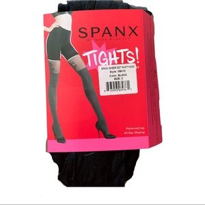 NWT SPANX Black Dot Tights Hose Size C/Large